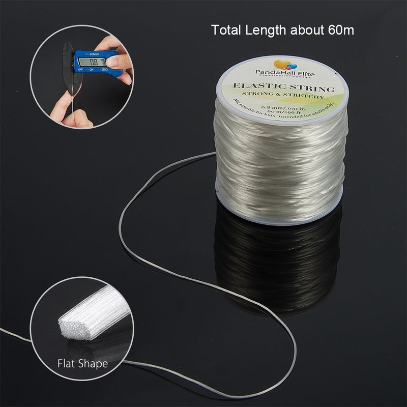 PH PandaHall 60 Yards Clear Elastic String Cord, 0.8mm Polyester Stretch Thread Elastic Bracelet Rope Crystal Beading Cord for Party Decor Jewelry Bracelet Making - Image 2
